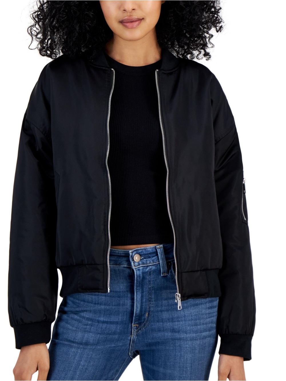 Hippie Rose || black bomber jacket